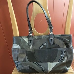 Gray and cheetah print Coach purse